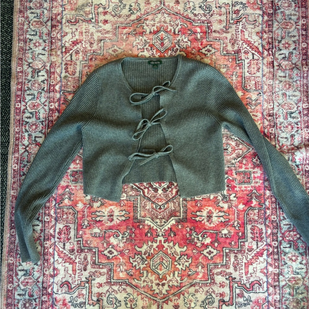 Gray Women's Sweater with Bow Details